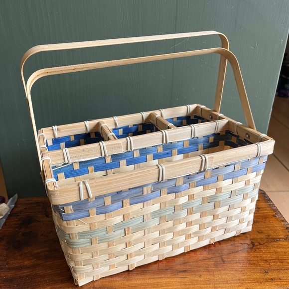 Other - Blue Striped Utensil Holder Basket Organizer